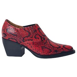 Botines Chloé Rylee con efecto de serpiente en cuero rojo Roja