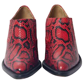 Chloé-Chloé Rylee Snake-Effect Ankle Boots in Red Leather-Red