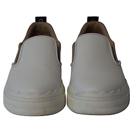 Chloé-Chloe Lauren Scalloped Slip-on Sneakers in White Leather-White