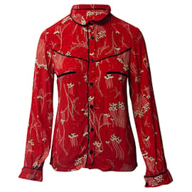 Ba&Sh-Ba&sh Kamis bedruckte Bluse aus roter Viskose-Rot