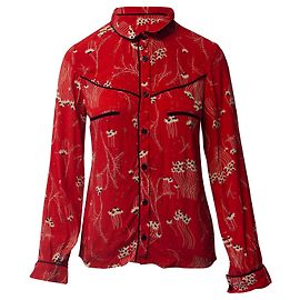 Blusa Ba&sh Kamis Estampada em Viscose Vermelha Vermelho