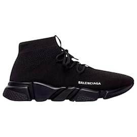 Balenciaga-Balenciaga Speed Lace Up Sneakers in Black Nylon-Black