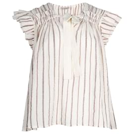 Ulla Johnson-Ulla Johnson Striped Bria Top in Cream Cotton-White,Cream