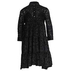 Maje-Maje Polka Dot Long Sleeve Dress in Black Polyester-Black