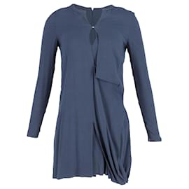 Acne-Acne Studios Long Sleeve Asymmetric Mini Dress in Navy Blue Viscose-Blue,Navy blue