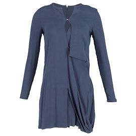 Acne Studios Long Sleeve Asymmetric Mini Dress in Navy Blue Viscose Blue Navy blue