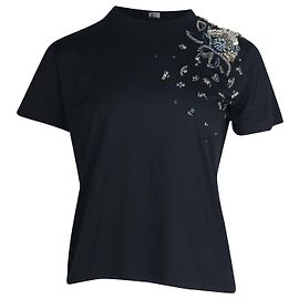 Camiseta Prada com decote redondo em algodão preto Preto