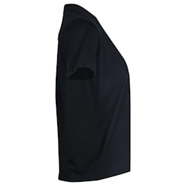 Prada-Prada verziertes Rundhals-T-Shirt aus schwarzer Baumwolle-Schwarz