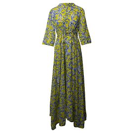 Vestido camisero largo con estampado de remolinos en algodón estampado amarillo de Tory Burch Amarillo