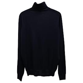 Brunello Cucinelli-Brunello Cucinelli Turtleneck Sweater in Navy Blue Wool-Blue,Navy blue