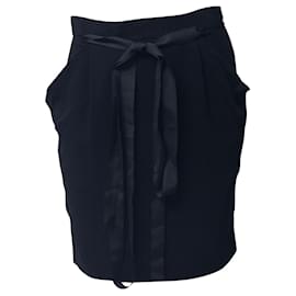 Joseph- Joseph Skirt with Belted Ribbon in Black Rayon-Black