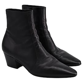Saint Laurent-Saint Laurent Vassili Zipped Ankle Boots in Black Leather-Black