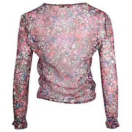 Maje-Durchsichtige Maje-Bluse aus Polyester mit Blumendruck-Andere,Python drucken