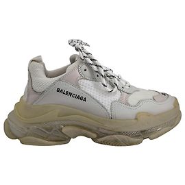 Balenciaga Triple S Sneaker mit durchsichtiger Sohle aus cremefarbenem Leder Weiß