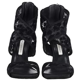 Diane Von Furstenberg-Zapatos de tacón con correa cruzada de malla Diane Von Furstenberg en cuero negro-Negro