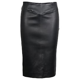 Joseph-Joseph Claire Pencil Skirt in Black Leather-Black