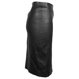 Joseph-Joseph Claire Pencil Skirt in Black Leather-Black