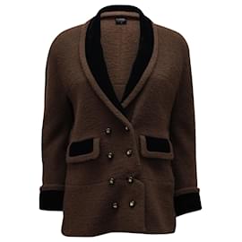 Chanel-Chanel Double-Breasted Jacket in Brown Wool-Brown