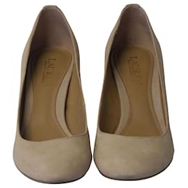 Ralph Lauren-Sapatos Ralph Lauren Maddie em Camurça Creme-Branco,Cru