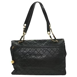 Chanel-CHANEL Turn Lock Chain Big Matelasse 43 Shoulder Bag Patent Leather Auth bs2678a-Black