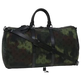Louis Vuitton-LOUIS VUITTON Camouflage Keepall Bandouliere 50 Boston Bag M56416 auth 32799a-Brown,Black,Khaki