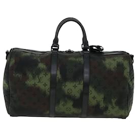 Louis Vuitton-LOUIS VUITTON Camouflage Keepall Bandouliere 50 Boston Bag M56416 auth 32799a-Brown,Black,Khaki