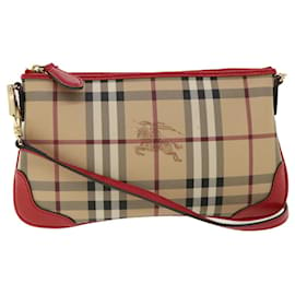 Burberry-BURBERRY Nova Check Shoulder Bag PVC Leather bright rose 3910756 auth 32762a-Other