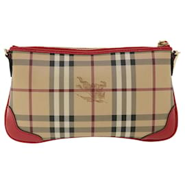 Burberry-BURBERRY Nova Check Shoulder Bag PVC Leather bright rose 3910756 auth 32762a-Other