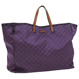 Gucci-GUCCI GG Canvas Tote Bag Purple Auth hk517-Purple
