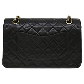 Chanel-Chanel Matelassé 25 Turn Lock Chain Shoulder Bag Lamb Skin Black CC Auth 32794a-Black