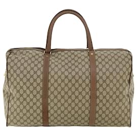 Gucci-GUCCI GG Canvas Boston Bag PVC Leather Beige Auth hk521-Beige