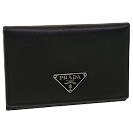Prada-PRADA Card Case Leather Black Auth am3270-Black