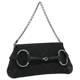 Gucci-GUCCI GG Canvas Chain Shoulder Bag Black 114923 Auth am3265-Black