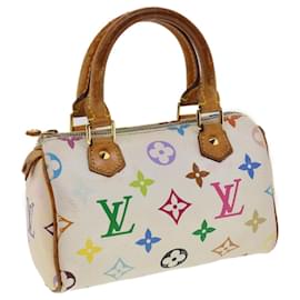 Louis Vuitton-LOUIS VUITTON Monogram Multicolor Mini Speedy Hand Bag White M92645 Auth tp527-White