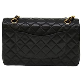 Chanel-Chanel Matelassé 25 Turn Lock Chain Shoulder Bag Lamb Skin Black CC Auth 32796a-Black