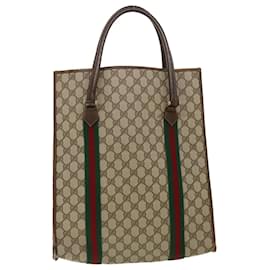 Gucci-GUCCI Web Sherry Line GG Canvas Hand Bag PVC Leather Beige Green Red Auth rd3528-Red,Beige,Green