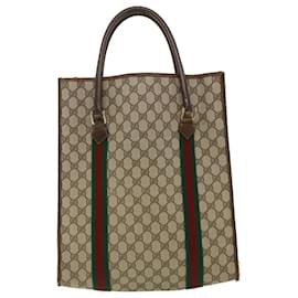 Gucci-GUCCI Web Sherry Line GG Canvas Hand Bag PVC Leather Beige Green Red Auth rd3528-Red,Beige,Green