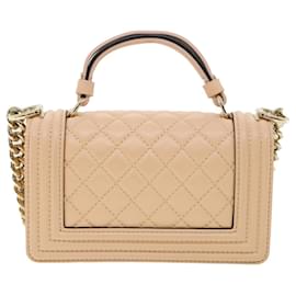 Chanel-CHANEL Matelasse Boy Chanel Turn Lock Shoulder Bag Lamb Skin Pink CC Auth 32797a-Pink