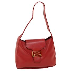 Prada-PRADA Shoulder Bag Lamb Skin Red Auth yk5372-Red