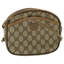 Gucci-GUCCI GG Canvas Shoulder Bag PVC Leather Beige Auth th3065-Beige