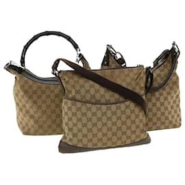 Gucci-Gucci GG Canvas shoulder bag 3Set Beige Auth ac1179-Beige