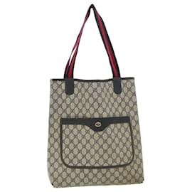 Gucci-GUCCI GG Canvas Sherry Line Tote Bag Navy Red Auth ki2501-Red,Navy blue