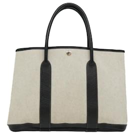 Hermès-HERMES Garden party PM Tote Bag Leather Brown Auth lt652-Brown