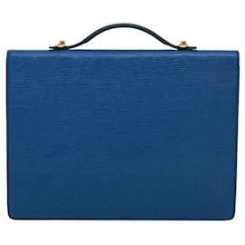 Louis Vuitton-LOUIS VUITTON Epi Porte Documents Bandouliere Business Bag Blue LV Auth ar8039b-Blue,Other