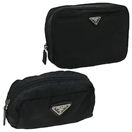 Prada-Prada pouch nylon 2Set Black Auth ac1171-Black