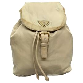 Prada-PRADA Chain Backpack Nylon Beige Auth yk5361-Beige