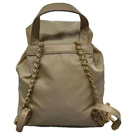Prada-PRADA Chain Backpack Nylon Beige Auth yk5361-Beige
