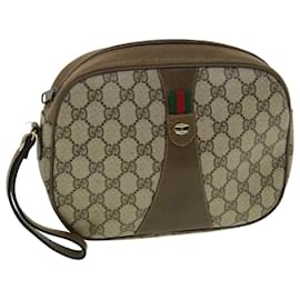 Gucci-GUCCI GG Canvas Web Sherry Line Clutch Bag PVC Beige Red Green Auth th3090-Red,Beige,Green