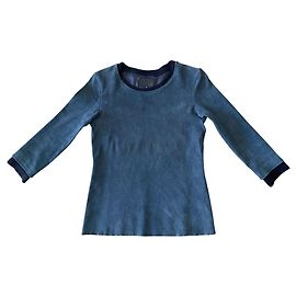 Blue stretch suede Stouls top - Size S Blue Navy blue