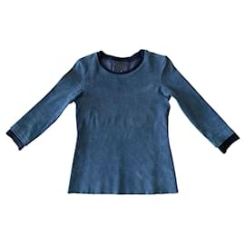 Stouls-Blusa Stouls de camurça stretch azul - Tamanho S-Azul,Azul marinho